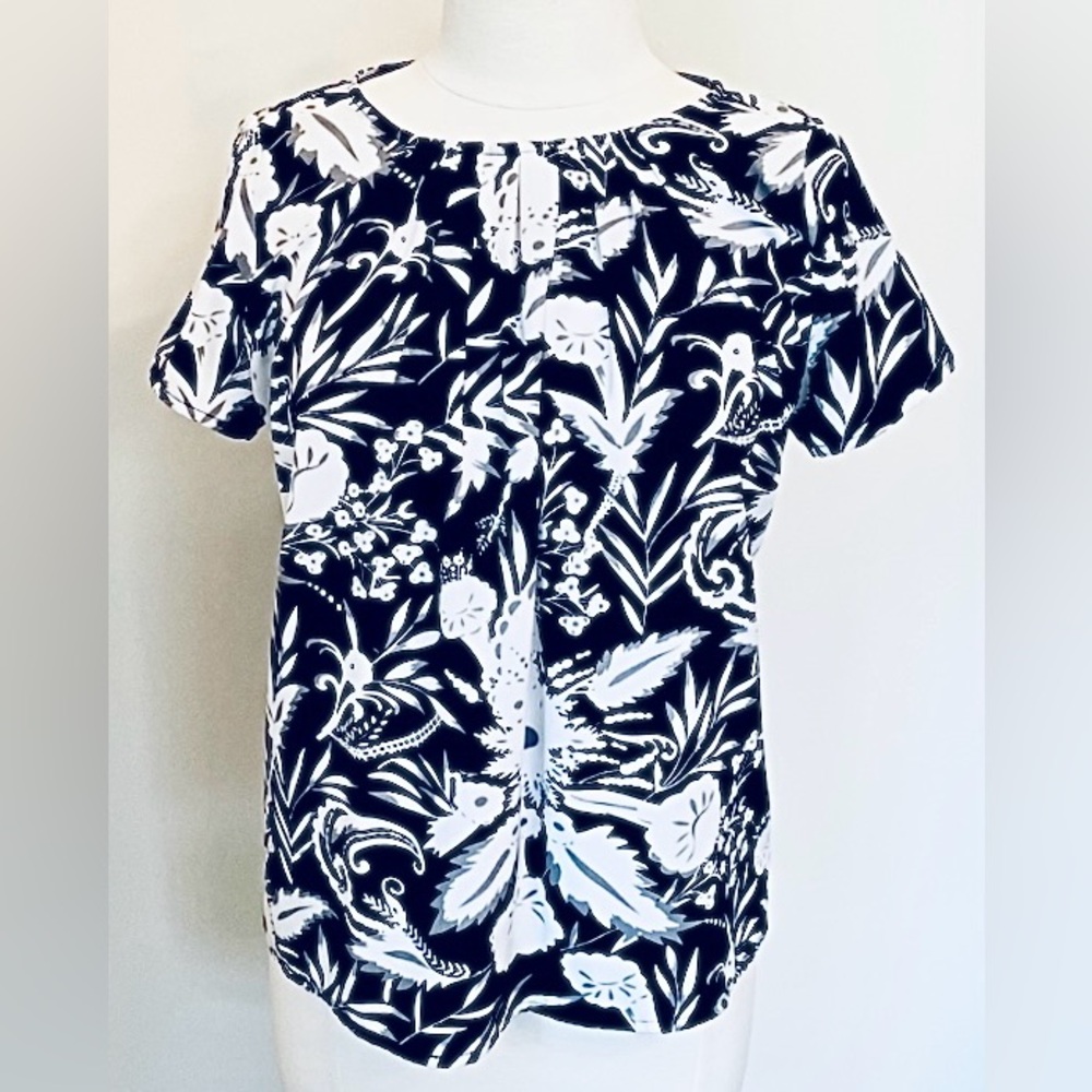 Apparenza Vintage Black White Floral SZ S Retro Boho Cottagecore Whimsigoth Top
